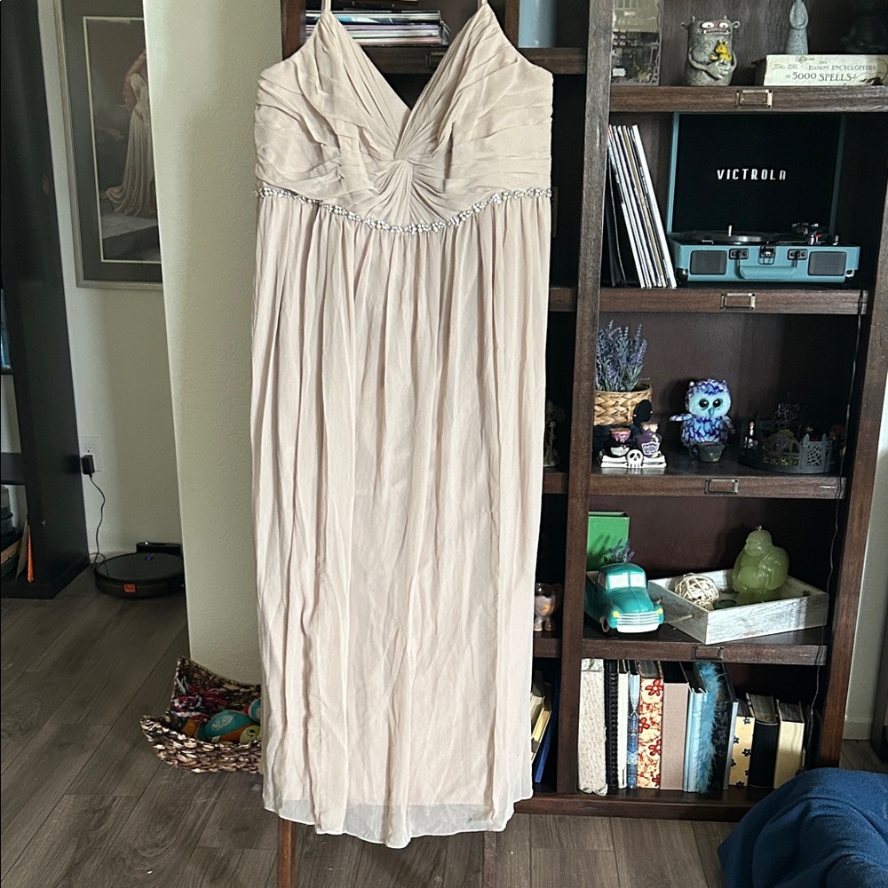 David's Bridal Cream Maxi Dress